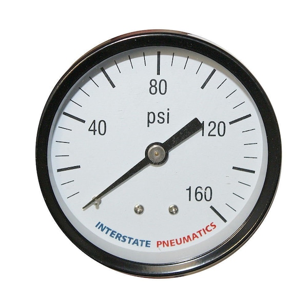Interstate Pneumatics Pressure Gauge 160 PSI 2 -1/2 Inch Diameter 1/4 Inch NPT Rear Mount G2122-160 - main